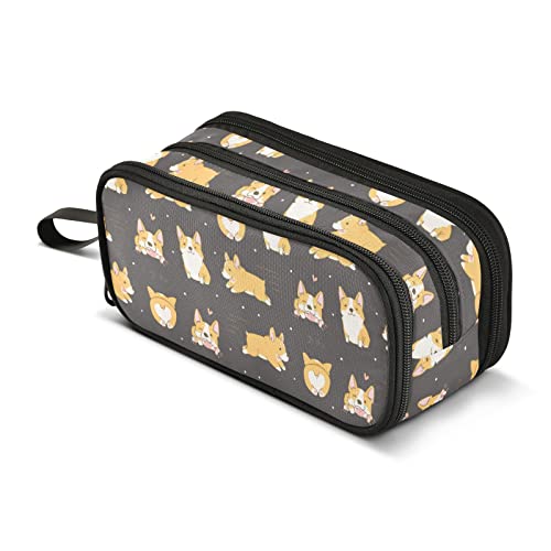 J JOYSAY Corgi Cute Dogs Pencil Case Large Big Capacity Pencil Bag for Girls Boys Pen Bag Journaling Supplies for Adults Office Women