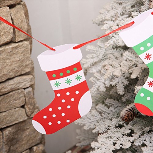 Artfen Christmas Banners Flags Hanging Bunting Garland 4 Pcs Paper Christmas Door Wall Window Hanging Decoration Ornaments Home Office Hotel Party Scene Decoration Supplies