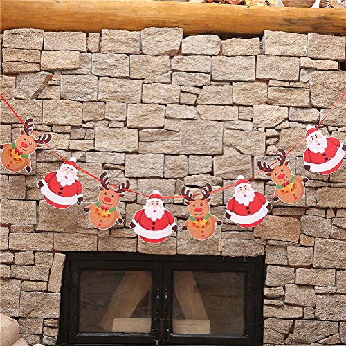 Artfen Christmas Banners Flags Hanging Bunting Garland 4 Pcs Paper Christmas Door Wall Window Hanging Decoration Ornaments Home Office Hotel Party Scene Decoration Supplies