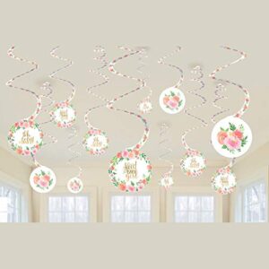 amscan floral baby girl hanging swirl decorations- 12 pcs.