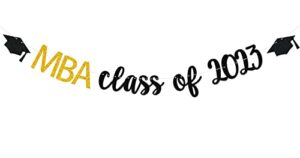 gold glitter mba class of 2023 banner – high school/college graduate congratulations hanging decorating-congrats grad graduation party decorations supplies