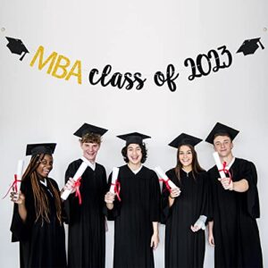 Gold Glitter MBA Class of 2023 Banner - High School/College Graduate Congratulations Hanging Decorating-Congrats Grad Graduation Party Decorations Supplies