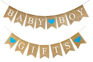 shimmer anna shine baby boy and gifts burlap banner for baby shower decorations and gender reveal party (blue)