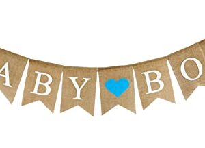 Shimmer Anna Shine BABY BOY and GIFTS Burlap Banner for Baby Shower Decorations and Gender Reveal Party (Blue)