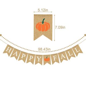 Jute Burlap Happy Fall Banner Maple Pumpkin Fall Festival Thanksgiving Day Mantel Fireplace Decoration