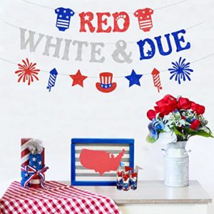 4th of july Baby Shower Decorations Red White and Blue Baby Shower Banner Bunting Garland Independence Day Decorations Indoor Outdoor USA Decorations