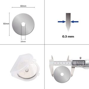 WhisperDream 60mm Rotary Cutter Blades - 10 Pack Replacement Blades - Sharper Blades Have Better Cutting Effect, Great for Sewing, Quilting Supplies, Fabric and Crafts (Round Hole-60mm)