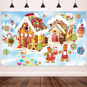 Christmas Wall Decorations Gingerbread Photography Backdrops Large Fabric Sweet Holiday Scene Banner for Winter Christmas Party Photo Booth Props Background Banner