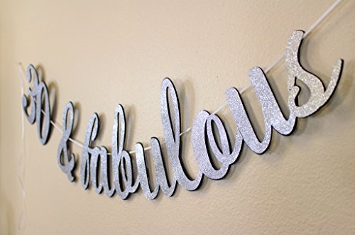 All About Details 30 & Fabulous Cursive Banner (Black & Silver)