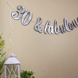 All About Details 30 & Fabulous Cursive Banner (Black & Silver)