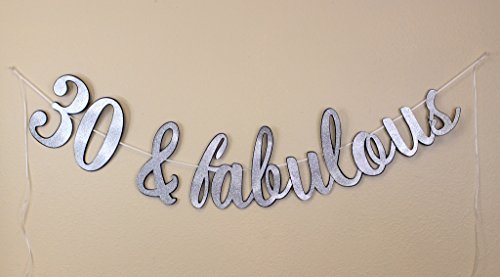 All About Details 30 & Fabulous Cursive Banner (Black & Silver)