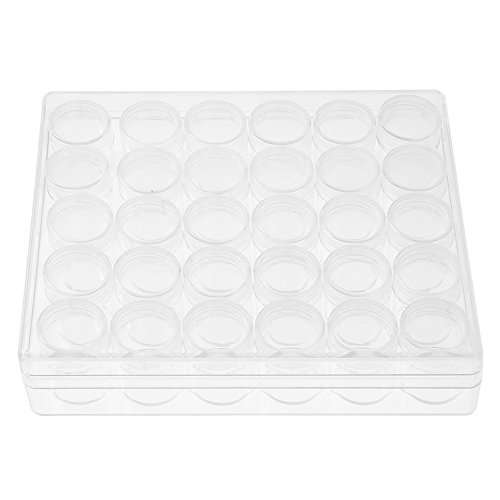 Walfront Plastic Jewelry Box Jewelry Beads Organizer Box Storage Container Case with 30 Storage Jars 6g Clear Bead Storage Container with Removable Dividers Plastic Organizer Box Craft Storage 30 Pcs