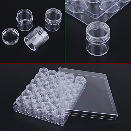 Walfront Plastic Jewelry Box Jewelry Beads Organizer Box Storage Container Case with 30 Storage Jars 6g Clear Bead Storage Container with Removable Dividers Plastic Organizer Box Craft Storage 30 Pcs