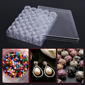 Walfront Plastic Jewelry Box Jewelry Beads Organizer Box Storage Container Case with 30 Storage Jars 6g Clear Bead Storage Container with Removable Dividers Plastic Organizer Box Craft Storage 30 Pcs