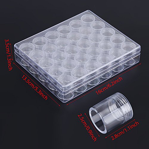 Walfront Plastic Jewelry Box Jewelry Beads Organizer Box Storage Container Case with 30 Storage Jars 6g Clear Bead Storage Container with Removable Dividers Plastic Organizer Box Craft Storage 30 Pcs