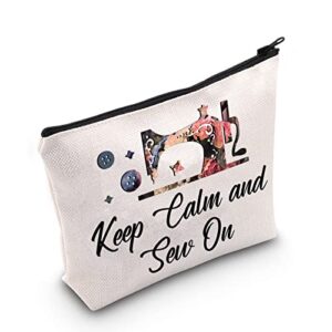 cmnim sewing gifts for sewing lovers makeup bag keep calm and sew on quilting gifts for mom grandma birthday christmas travel toiletry bag (keep calm and sew makeup bag)