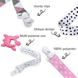 Habadeer Baby Pacifier Clips Girls 4 Pack Universal Pacifiers,Teething Toys, Baby Bibs