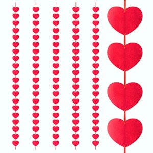 120 valentines day decorations for home decor – pre-assembled red hearts felt garlands hanging decoration for valentine’s day wedding anniversary happy engagement party birthday window kissing prop