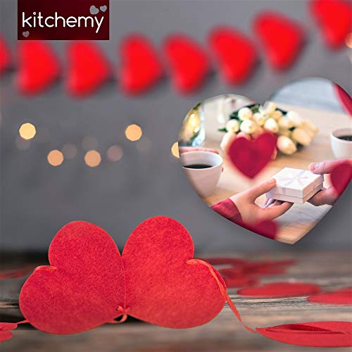 120 Valentines Day Decorations for Home Decor – Pre-Assembled Red Hearts Felt Garlands Hanging Decoration for Valentine's Day Wedding Anniversary Happy Engagement Party Birthday Window Kissing Prop