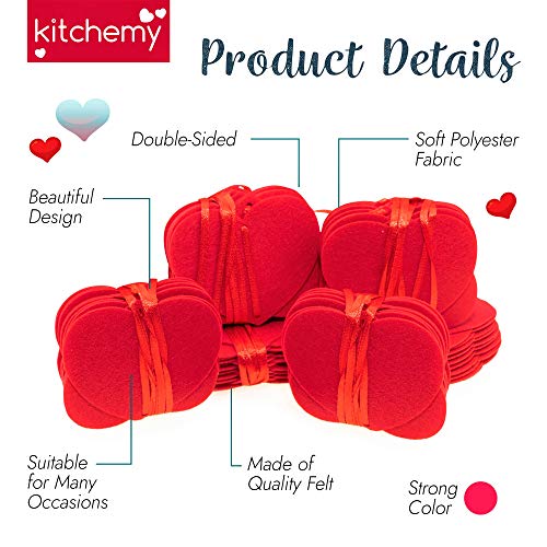 120 Valentines Day Decorations for Home Decor – Pre-Assembled Red Hearts Felt Garlands Hanging Decoration for Valentine's Day Wedding Anniversary Happy Engagement Party Birthday Window Kissing Prop