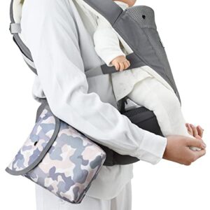 Bebamour Baby Carrier Newborn Front and Back Carry Baby Carrier Newborn to Toddler Baby Hip Carrier with Head Hood & 3 Pieces Teething Pads (Grey)