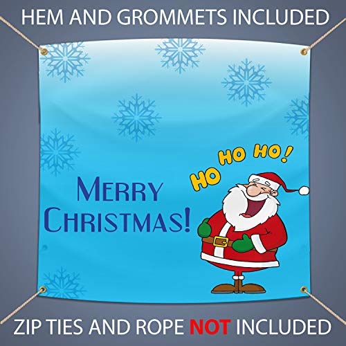 BANNER BUZZ MAKE IT VISIBLE Merry Christmas Banner, Celebrate Holiday Christmas Cheer Vinyl Sign, Metal Grommets & Hemmed Edges, Perfect for Home Outdoor Garden Party Decor (3' X 2')