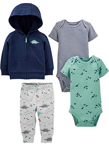 Simple Joys by Carter's Unisex Babies' 4-Piece Jacket, Pant, and Bodysuit Set, Navy, Dinosaur, 3-6 Months