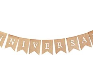 Mandala Crafts Happy Anniversary Banner Burlap Garland - Happy Wedding Anniversary Banner - Happy Anniversary Decorations for Party