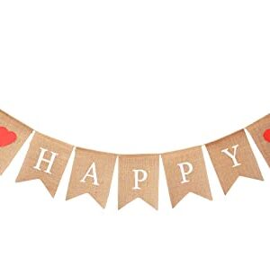 Mandala Crafts Happy Anniversary Banner Burlap Garland - Happy Wedding Anniversary Banner - Happy Anniversary Decorations for Party