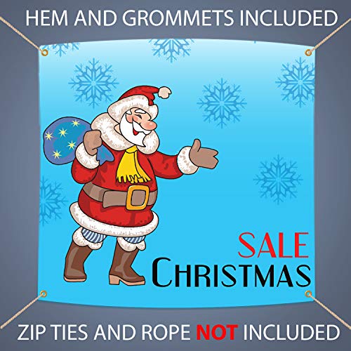 BANNER BUZZ MAKE IT VISIBLE Sale Christmas Banner, Holiday Sale Advertising Banner Sign, 11 Oz Vinyl, Metal Grommets & Hemmed Edges, Perfect for Outdoor Business Decor (5' X 2')