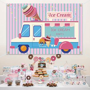 PAKBOOM Ice Cream Truck Theme Backdrop Banner for Parties Happy Birthday Party Decorations Supplies Background Decor for Girls – Pink 3.9 X 5.9ft