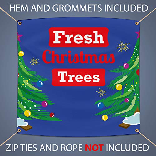 BANNER BUZZ MAKE IT VISIBLE Fresh Cut Christmas Tree Banner, Heavy Duty 11 Oz Vinyl, Advertising Banner Sign with Metal Grommets & Hemmed Edges, Perfect for Outdoor Home Garden Decor (3' X 2')