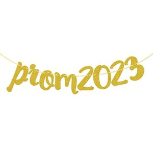 prom 2023 banner glitter gold banner, class of 2023, school bunting, prom birthday, graduation party decor (gold)