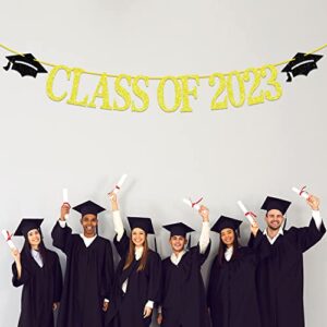 Class of 2023 Banner, Congratulations Banner for 2023 Graduation Decorations(Black and Gold)