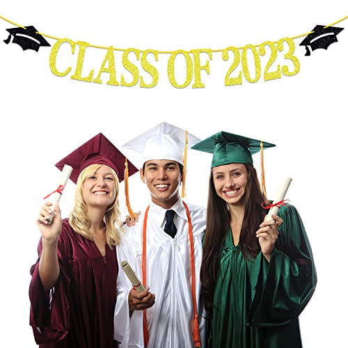 Class of 2023 Banner, Congratulations Banner for 2023 Graduation Decorations(Black and Gold)