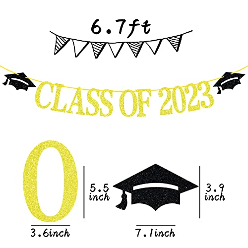 Class of 2023 Banner, Congratulations Banner for 2023 Graduation Decorations(Black and Gold)