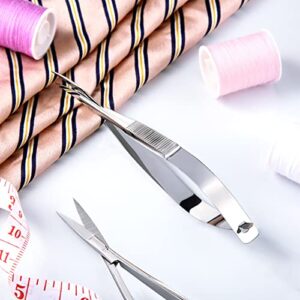 2 Pieces 4.7 Inch Stainless Steel Spring Scissors Embroidery Sewing Snips Scissors Eyebrow Trimming Scissor Curved Tip Thread Scissor for Ear Nose Mustache, 2 Styles (Silver)