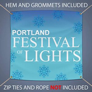 BANNER BUZZ MAKE IT VISIBLE Festival of Lights Banner, Celebrate Festival Sign, 11 Oz Vinyl, Metal Grommets & Hemmed Edges, Perfect for Outdoor Home Garden Decor Banner (4' X 2')