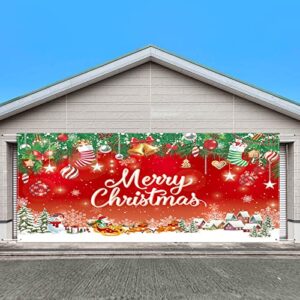 christmas holiday garage door banner snowflake christmas backdrop decoration door cover decoration merry christmas banner photography backdrop photo props for winter new year xmas party (6 x 13ft)