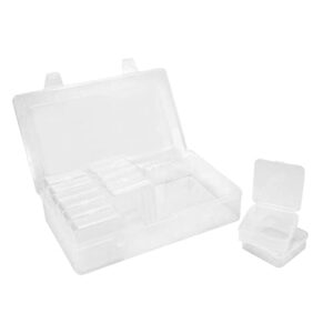 13pcs beads storage containers box, mixed sizes clear plastic storage cases with hinged lid, empty plastic boxes for jewelry, earring, rings, keys, coins, easy to distinguish(clear)