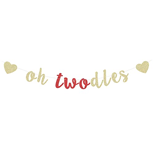 Oh Twodles Banner for Baby Girl 2nd Birthday Party Sign Second Birthday Bunting Decorations