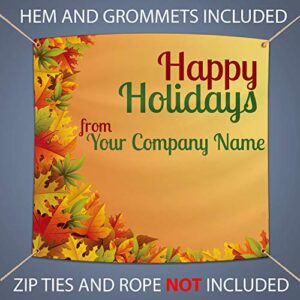 BANNER BUZZ MAKE IT VISIBLE Happy Holiday Banner, Heavy Duty 11 Oz Vinyl, Holiday Party Decor Banner Sign, Metal Grommets & Hemmed Edges, Perfect for Outdoor Home Garden Decor (10' X 4')