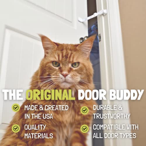 Door Buddy Child Proof Door Lock & Cat Door Stopper. Adjustable Door Strap Latch to Baby Proof Door & Keep Toddler out of Cat Food & Litter Box. Easy Pet & Baby Gate with Cat Door Interior Alternative