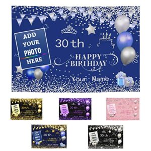 Custom Happy Birthday Banner Personalized Birthday Banner Sign With Photo/Name For Women Men Kid Birthday Party Indoor Outdoor Decorations Supplies 47x71inchs