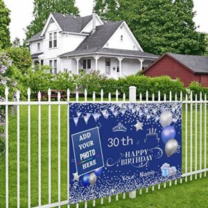 Custom Happy Birthday Banner Personalized Birthday Banner Sign With Photo/Name For Women Men Kid Birthday Party Indoor Outdoor Decorations Supplies 47x71inchs