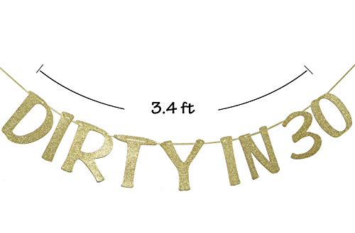 Qttier I Put The Dirty in 30 Gold Glitter Banner for 30th Birthday Party Decorations and Photo Backdrops