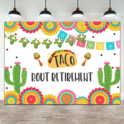 Lofaris Taco Bout Retirement Backdrop Mexican Fiesta Happy Retirement Sign Banner Decorations Neutral Cactus Llama Colorful Flags Photography Background Mexican Party Decorations Banner Props 7x5ft