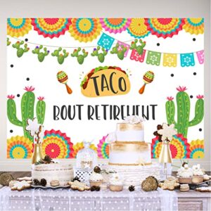 Lofaris Taco Bout Retirement Backdrop Mexican Fiesta Happy Retirement Sign Banner Decorations Neutral Cactus Llama Colorful Flags Photography Background Mexican Party Decorations Banner Props 7x5ft