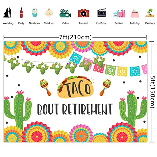 Lofaris Taco Bout Retirement Backdrop Mexican Fiesta Happy Retirement Sign Banner Decorations Neutral Cactus Llama Colorful Flags Photography Background Mexican Party Decorations Banner Props 7x5ft