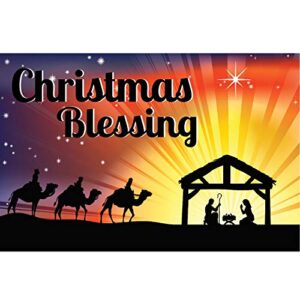 banner buzz make it visible christmas blessing banner, decorative holiday christmas banner sign, heavy duty 11 oz vinyl, metal grommets & hemmed edges, perfect for outdoor home garden decor (5′ x 2′)